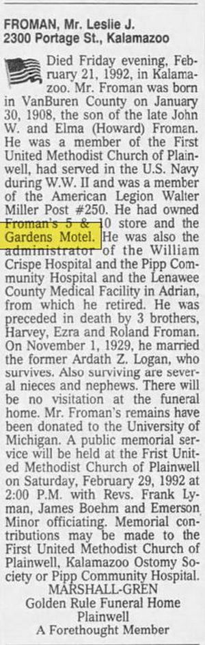 The Gardens Motel (Garden Motel) - Feb 24 1992 Article
